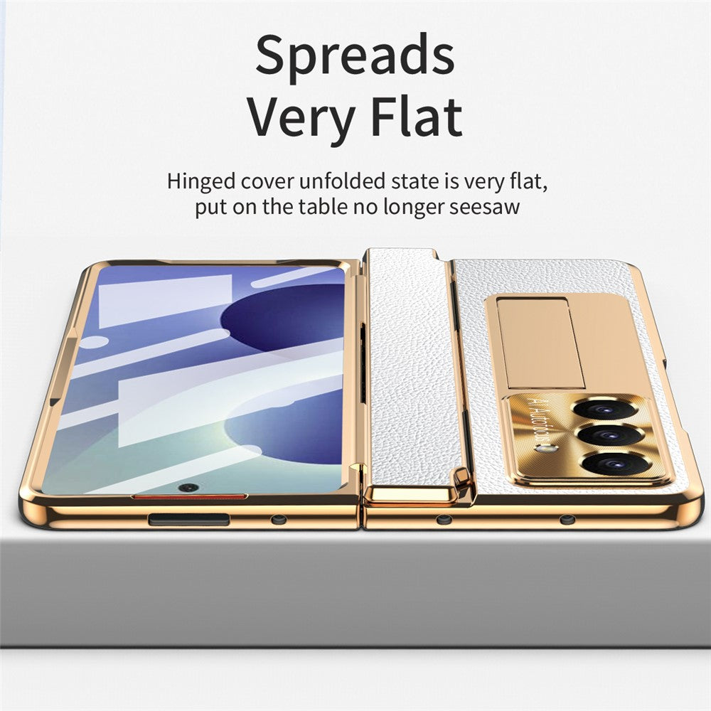 For Samsung Galaxy Z Fold8 Ultra Case Hinge Protection Leather + PC Shockproof Cover with Screen Protector