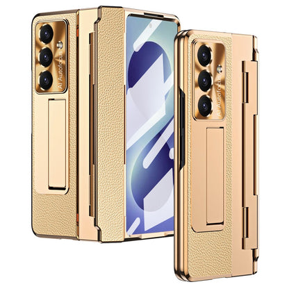 For Samsung Galaxy Z Fold8 Ultra Case Hinge Protection Leather + PC Shockproof Cover with Screen Protector