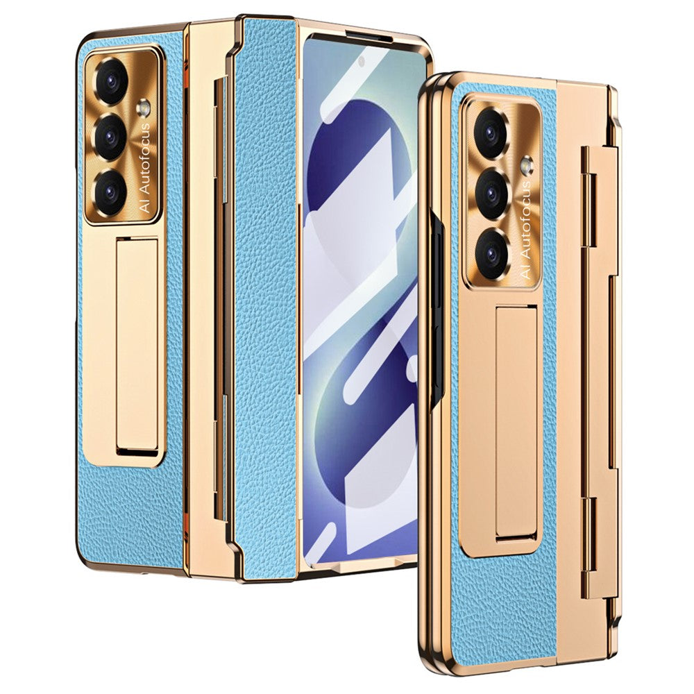 For Samsung Galaxy Z Fold8 Ultra Case Hinge Protection Leather + PC Shockproof Cover with Screen Protector