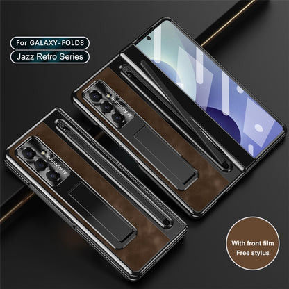 For Samsung Galaxy Z Fold8 Ultra Case Leather+PC Kickstand Phone Cover with Tempered Glass Film, Stylus