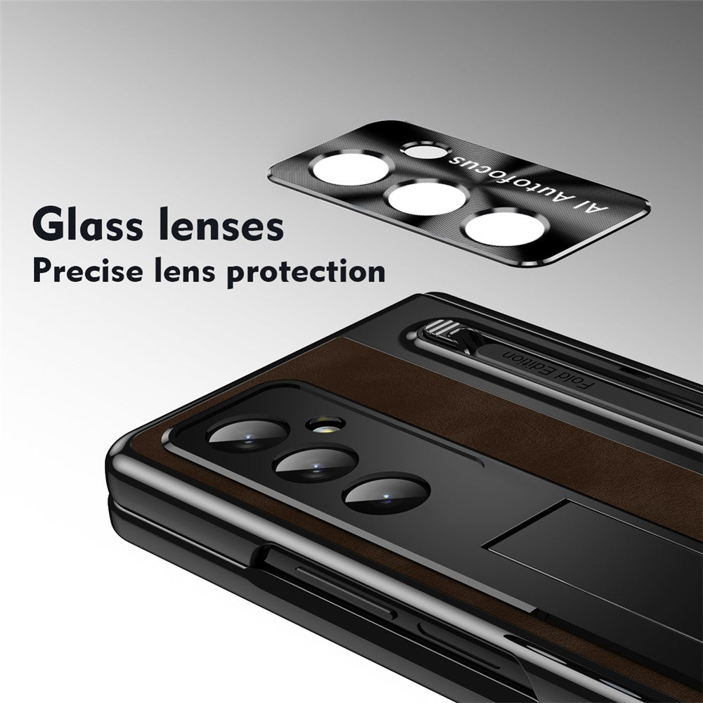 For Samsung Galaxy Z Fold8 Ultra Case Leather+PC Kickstand Phone Cover with Tempered Glass Film, Stylus