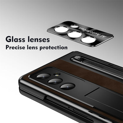 For Samsung Galaxy Z Fold8 Ultra Case Leather+PC Kickstand Phone Cover with Tempered Glass Film, Stylus