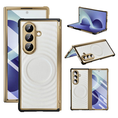 For Samsung Galaxy Z Fold8 Ultra Magnetic Case Leather Coated TPU PC Phone Cover with Tempered Glass Film