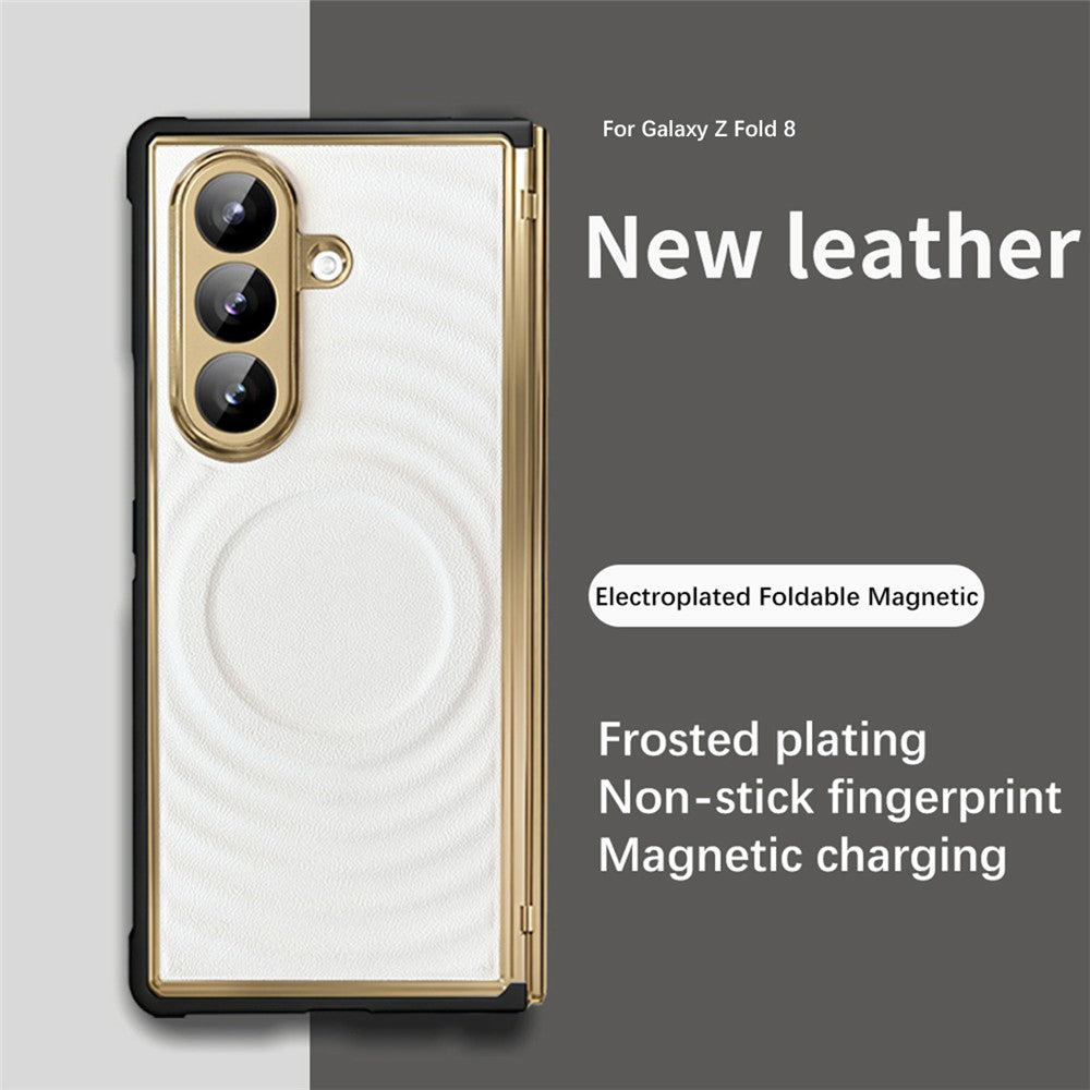 For Samsung Galaxy Z Fold8 Ultra Magnetic Case Leather Coated TPU PC Phone Cover with Tempered Glass Film