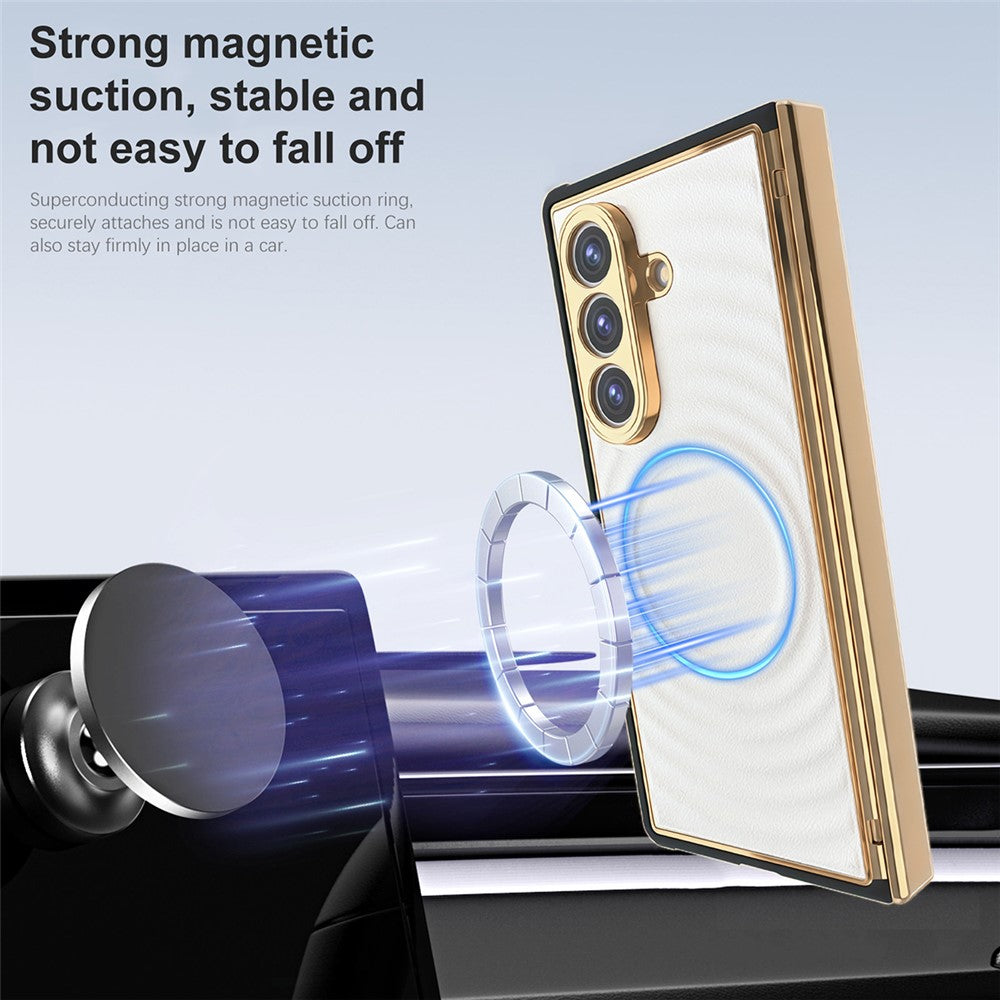For Samsung Galaxy Z Fold8 Ultra Magnetic Case Leather Coated TPU PC Phone Cover with Tempered Glass Film