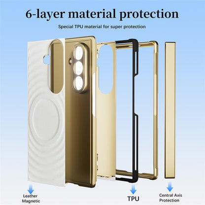 For Samsung Galaxy Z Fold8 Ultra Magnetic Case Leather Coated TPU PC Phone Cover with Tempered Glass Film