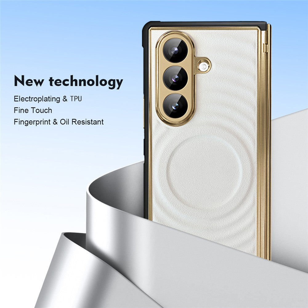 For Samsung Galaxy Z Fold8 Ultra Magnetic Case Leather Coated TPU PC Phone Cover with Tempered Glass Film