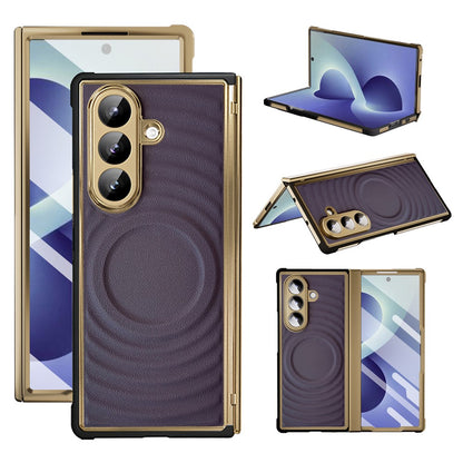 For Samsung Galaxy Z Fold8 Ultra Magnetic Case Leather Coated TPU PC Phone Cover with Tempered Glass Film