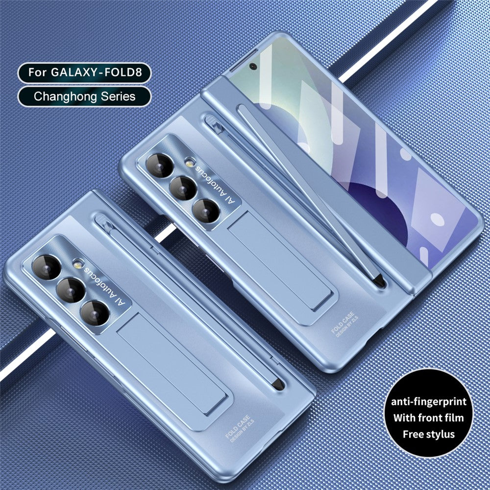 For Samsung Galaxy Z Fold8 Ultra Case Kickstand Hinge PC Phone Cover with Tempered Glass Film, Stylus