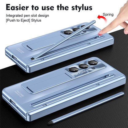For Samsung Galaxy Z Fold8 Ultra Case Kickstand Hinge PC Phone Cover with Tempered Glass Film, Stylus