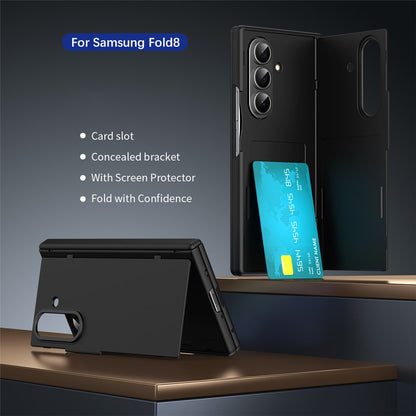 For Samsung Galaxy Z Fold8 Ultra Case with Tempered Glass Film Card Holder Stand Wallet Cover