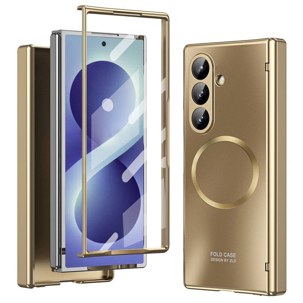 For Samsung Galaxy Z Fold8 Ultra Magnetic Case Electroplated PC Shockproof Protective Cover with Tempered Glass Film