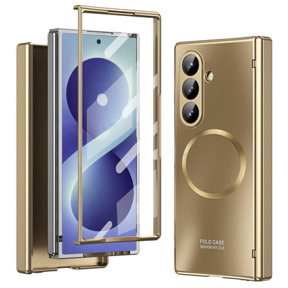 For Samsung Galaxy Z Fold8 Ultra Magnetic Case Electroplated PC Shockproof Protective Cover with Tempered Glass Film