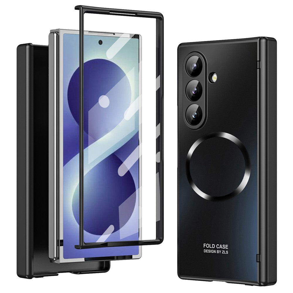 For Samsung Galaxy Z Fold8 Ultra Magnetic Case Electroplated PC Shockproof Protective Cover with Tempered Glass Film