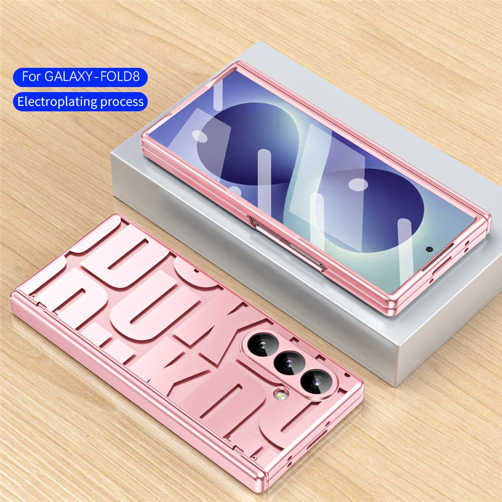 For Samsung Galaxy Z Fold8 Ultra Case Electroplating PC Phone Cover with Tempered Glass Film