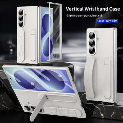 For Samsung Galaxy Z Fold8 Ultra Case Kickstand Wristband PC Phone Cover with Tempered Glass Film