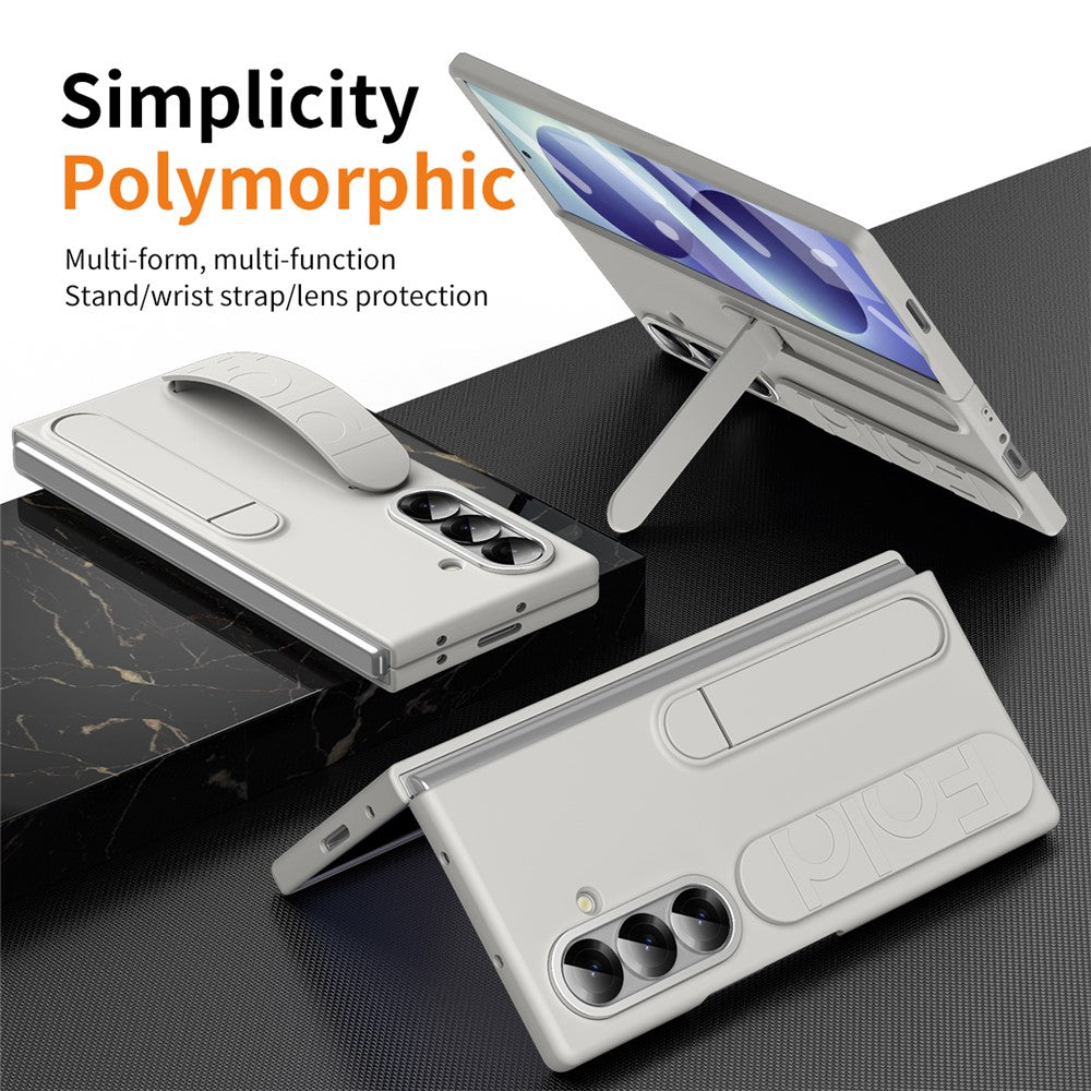 For Samsung Galaxy Z Fold8 Ultra Case Kickstand Wristband PC Phone Cover with Tempered Glass Film