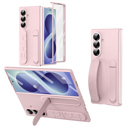 For Samsung Galaxy Z Fold8 Ultra Case Kickstand Wristband PC Phone Cover with Tempered Glass Film