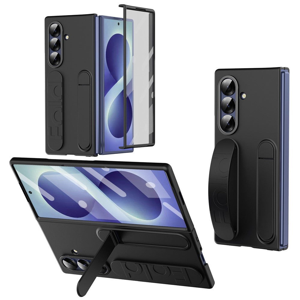 For Samsung Galaxy Z Fold8 Ultra Case Kickstand Wristband PC Phone Cover with Tempered Glass Film