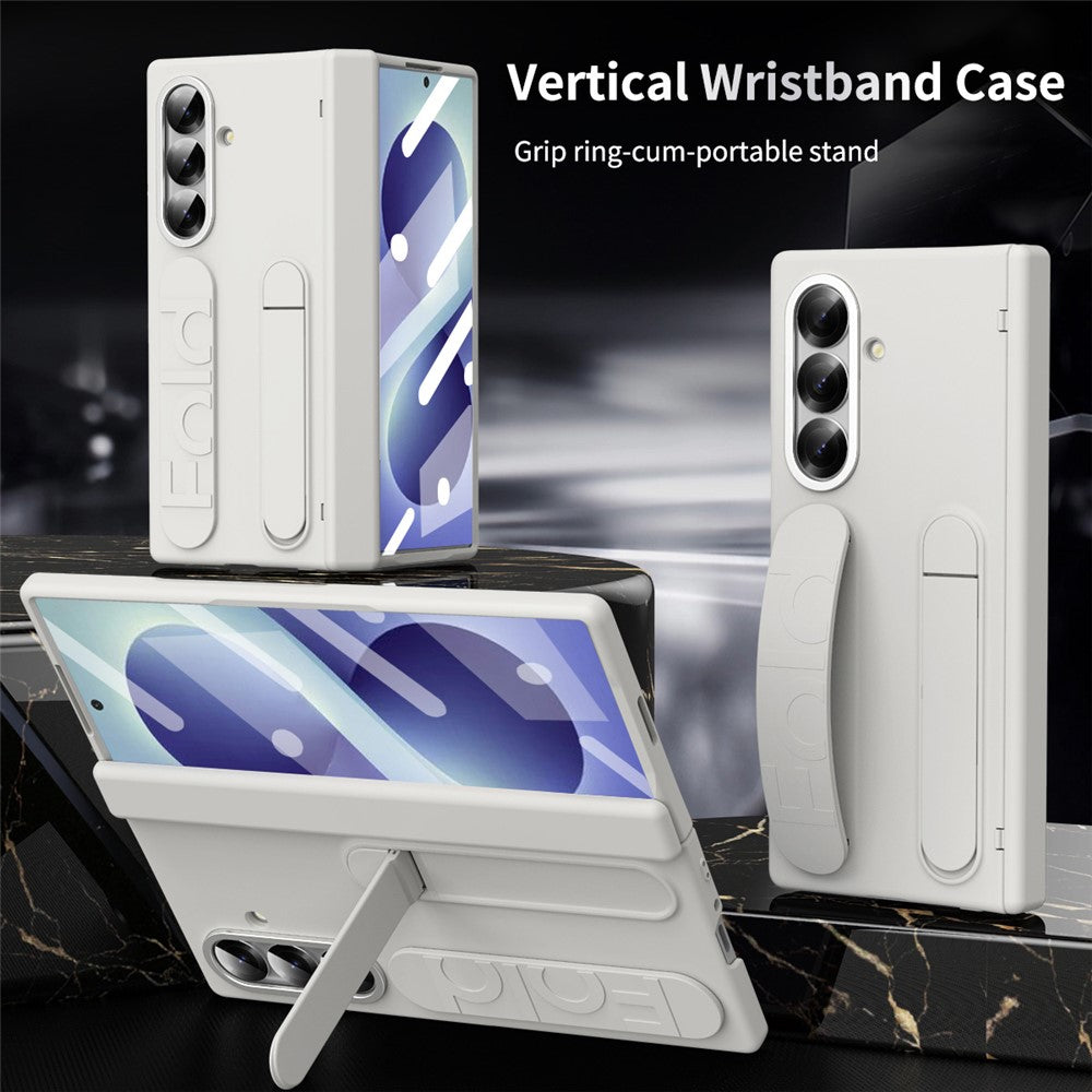 For Samsung Galaxy Z Fold8 Ultra Case Kickstand Wristband PC Phone Cover with Tempered Glass Film