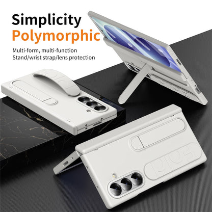 For Samsung Galaxy Z Fold8 Ultra Case Kickstand Wristband PC Phone Cover with Tempered Glass Film