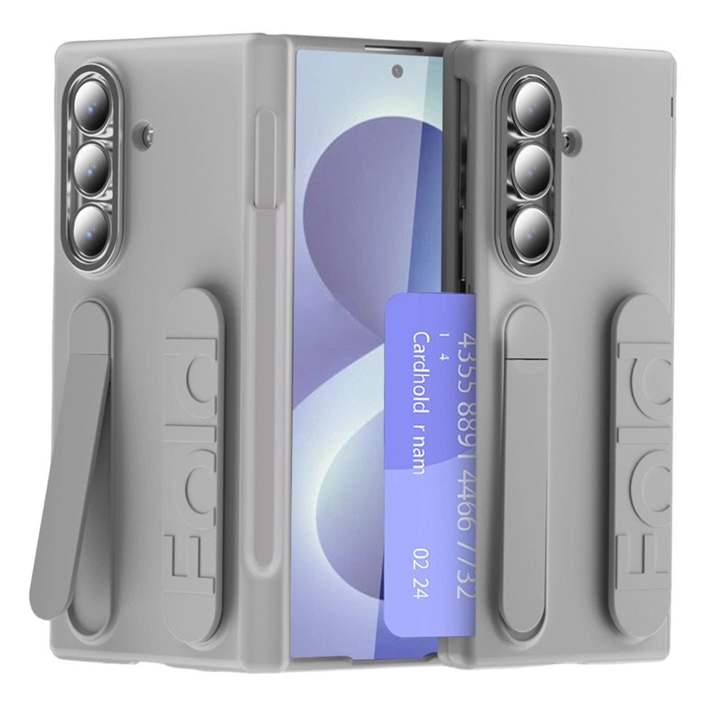 For Samsung Galaxy Z Fold8 Ultra Case Card Slot Kickstand Wristband Hard PC Phone Cover with Tempered Glass Film / Stylus