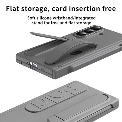 For Samsung Galaxy Z Fold8 Ultra Case Card Slot Kickstand Wristband Hard PC Phone Cover with Tempered Glass Film / Stylus