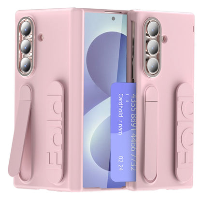 For Samsung Galaxy Z Fold8 Ultra Case Card Slot Kickstand Wristband Hard PC Phone Cover with Tempered Glass Film - Blue