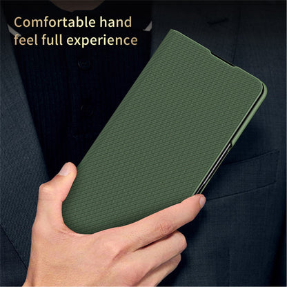 For Samsung Galaxy Z Fold8 Ultra Case Aramid Fiber Texture Leather + PC Stand Phone Cover