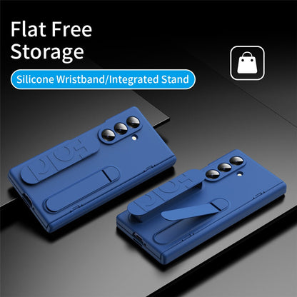 For Samsung Galaxy Z Fold8 Ultra Case Kickstand Wristband PC Phone Protective Cover with Tempered Glass Screen Protector
