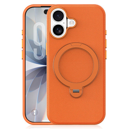 For iPhone 17 Case Magnetic Rotating Kickstand Tech Fabric TPU Protective Cover