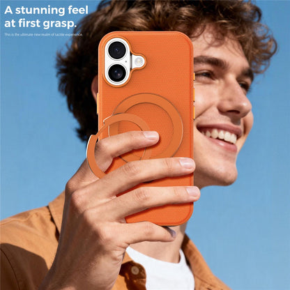 For iPhone 17 Case Magnetic Rotating Kickstand Tech Fabric TPU Protective Cover