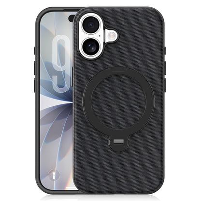 For iPhone 17 Case Magnetic Rotating Kickstand Tech Fabric TPU Protective Cover
