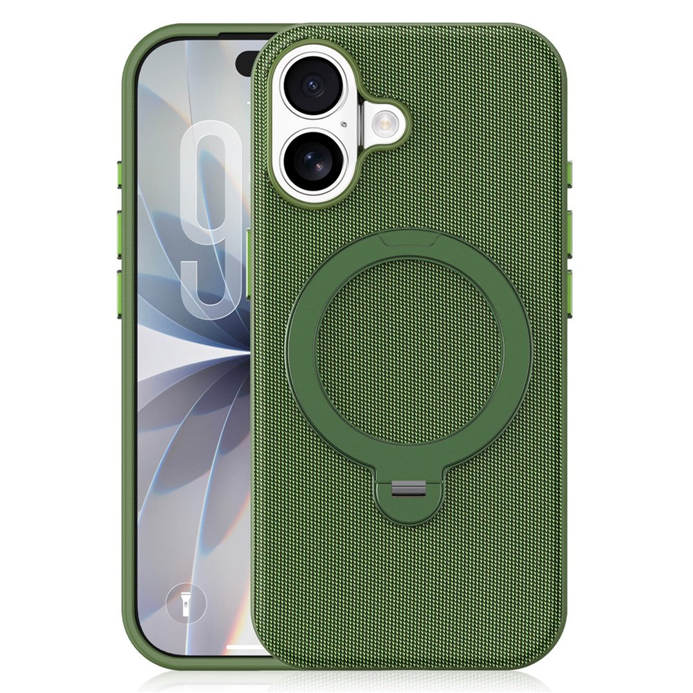 For iPhone 17 Case Magnetic Rotating Kickstand Tech Fabric TPU Protective Cover