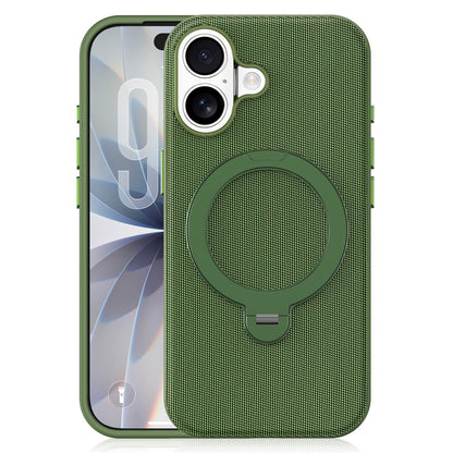 For iPhone 17 Case Magnetic Rotating Kickstand Tech Fabric TPU Protective Cover