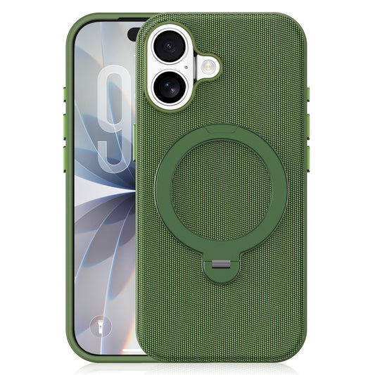 For iPhone 17 Case Magnetic Rotating Kickstand Tech Fabric TPU Protective Cover