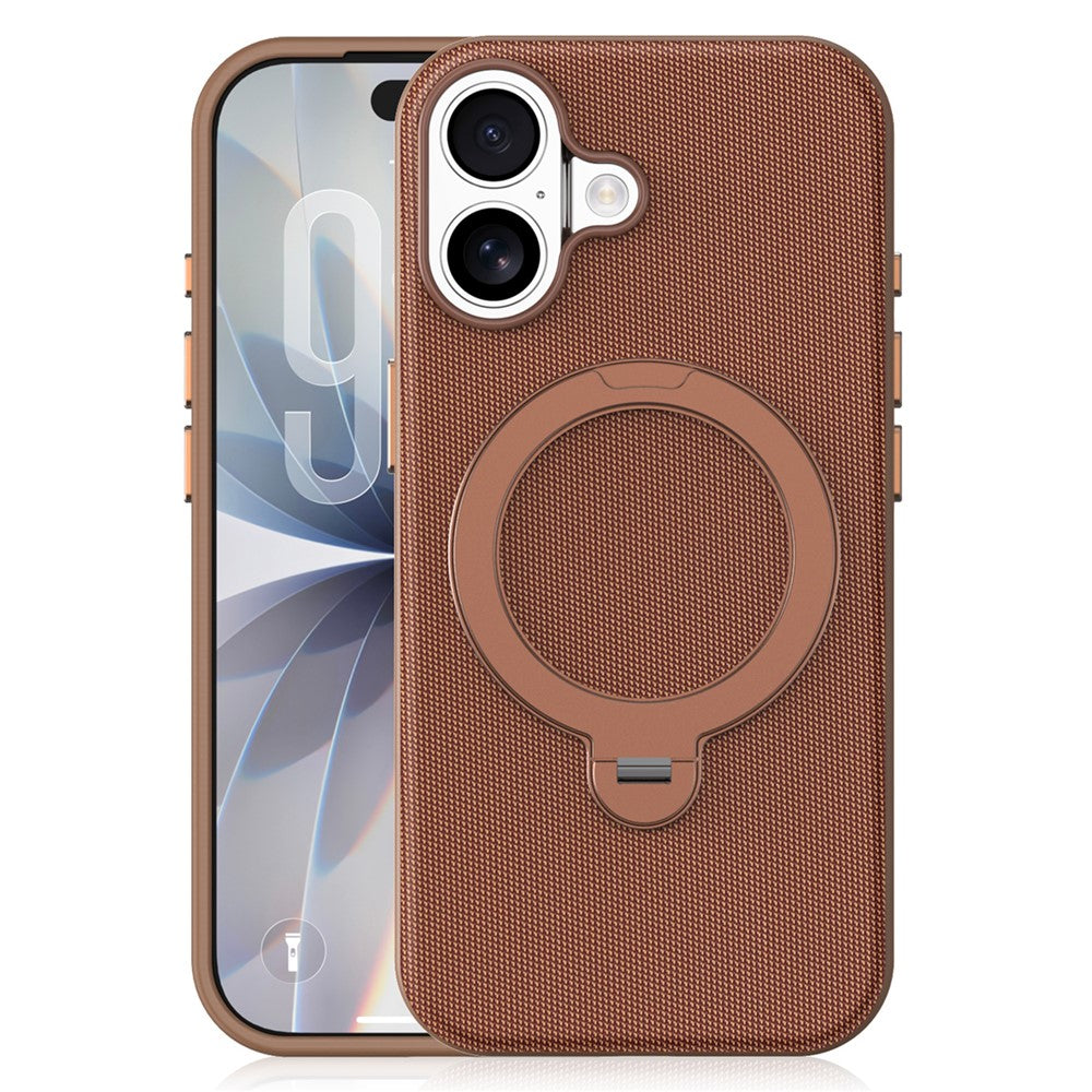 For iPhone 17 Case Magnetic Rotating Kickstand Tech Fabric TPU Protective Cover