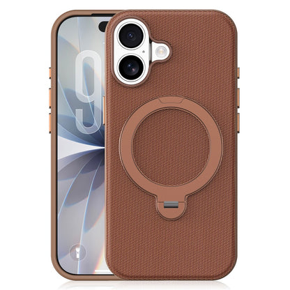 For iPhone 17 Case Magnetic Rotating Kickstand Tech Fabric TPU Protective Cover