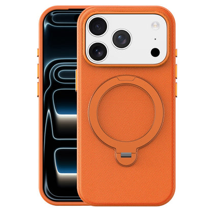 For iPhone 17 Pro Case Magnetic Rotating Kickstand Tech Fabric TPU Protective Cover
