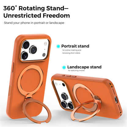 For iPhone 17 Pro Case Magnetic Rotating Kickstand Tech Fabric TPU Protective Cover
