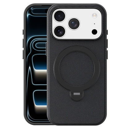 For iPhone 17 Pro Case Magnetic Rotating Kickstand Tech Fabric TPU Protective Cover
