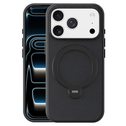 For iPhone 17 Pro Case Magnetic Rotating Kickstand Tech Fabric TPU Protective Cover
