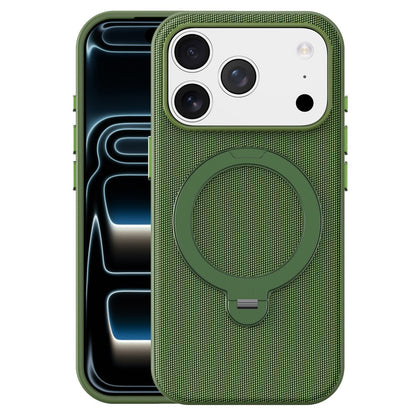 For iPhone 17 Pro Case Magnetic Rotating Kickstand Tech Fabric TPU Protective Cover