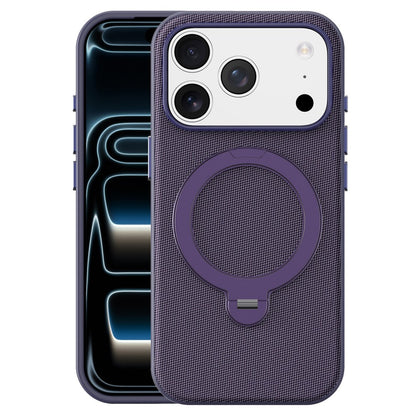 For iPhone 17 Pro Case Magnetic Rotating Kickstand Tech Fabric TPU Protective Cover