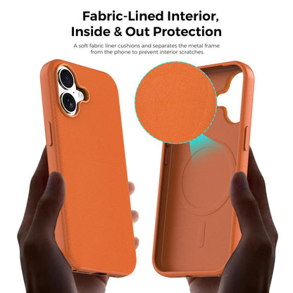 For iPhone 17 Magnetic Case Tech Fabric Coated TPU + PC Anti-Drop Phone Cover