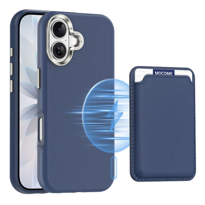 For iPhone 17 Magnetic Case Fine Grid Texture Leather Back Phone Cover with Detachable Card Holder