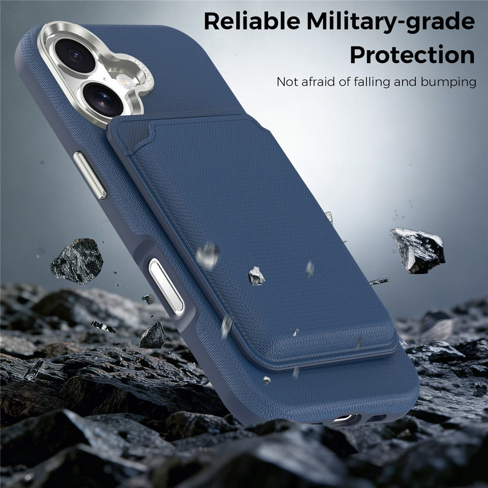For iPhone 17 Magnetic Case Fine Grid Texture Leather Back Phone Cover with Detachable Card Holder