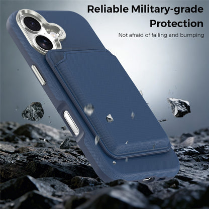 For iPhone 17 Magnetic Case Fine Grid Texture Leather Back Phone Cover with Detachable Card Holder
