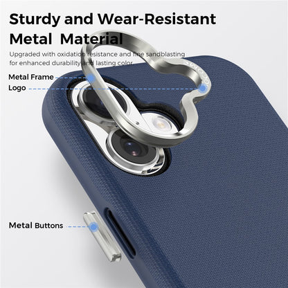 For iPhone 17 Magnetic Case Fine Grid Texture Leather Back Phone Cover with Detachable Card Holder