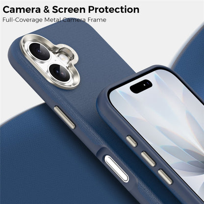 For iPhone 17 Magnetic Case Fine Grid Texture Leather Back Phone Cover with Detachable Card Holder